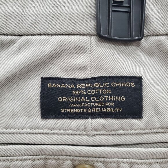 Banana Republic Men's‎ Light Beige Flat Front Straight Leg Khaki Uniform Pant 34 - Picture 4 of 5